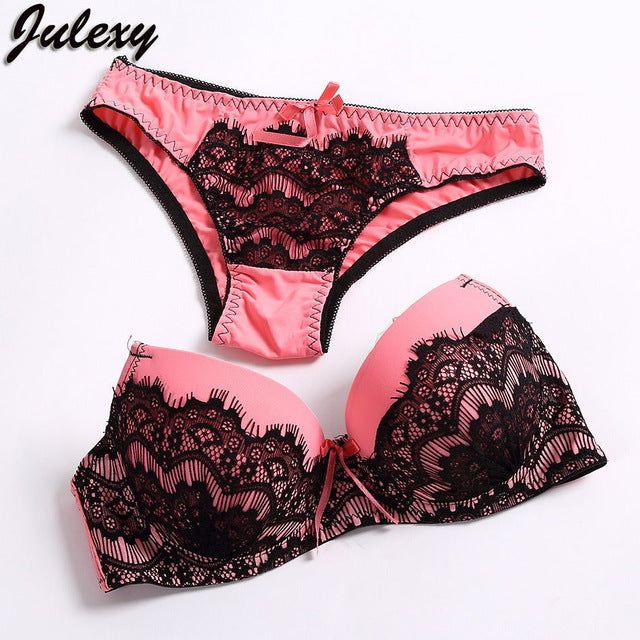 Sexy Embroidery Bra Set lace push up