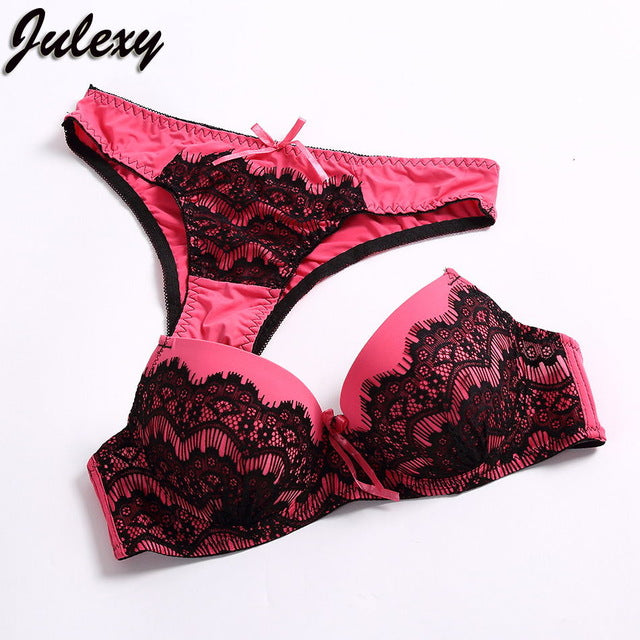 Sexy Embroidery Bra Set lace push up