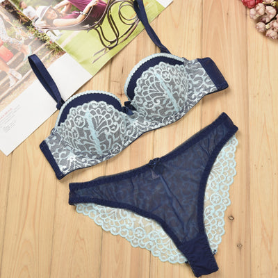 Sexy push up bra brief sets with Lace and embroidery