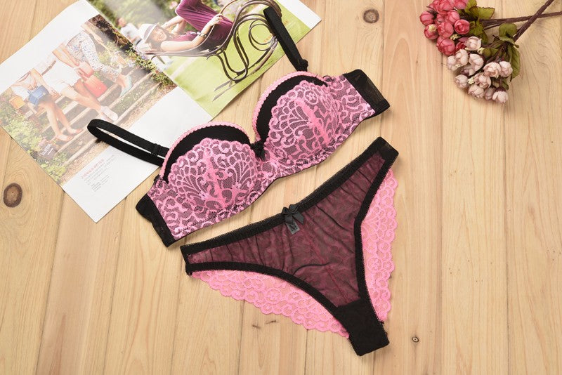 Sexy push up bra brief sets with Lace and embroidery
