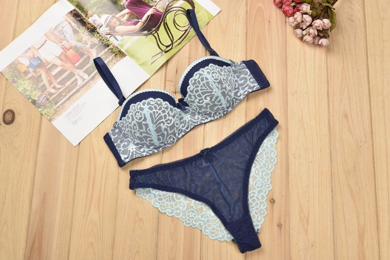 Sexy push up bra brief sets with Lace and embroidery
