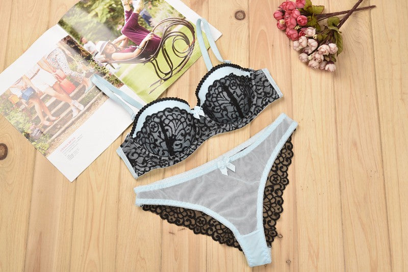 Sexy push up bra brief sets with Lace and embroidery