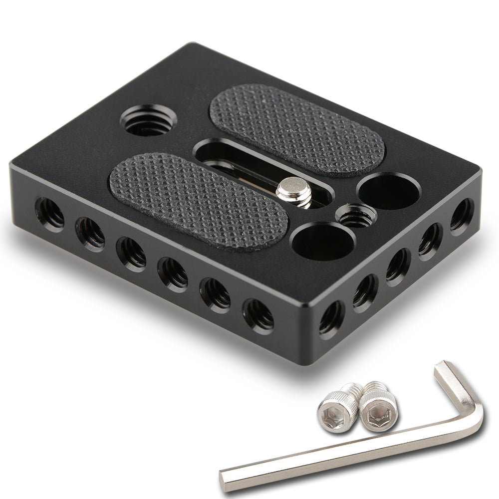 CAMVATE 1/4" & 3/8" Thread Universal Cheese Plate Camera Baseplate for DSLR Camera Cage Rig