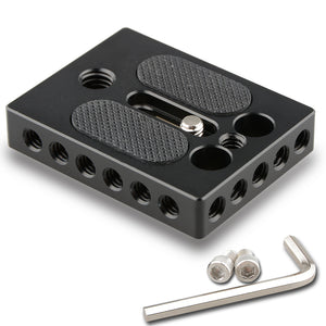 CAMVATE 1/4" & 3/8" Thread Universal Cheese Plate Camera Baseplate for DSLR Camera Cage Rig