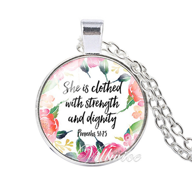 She is Clothed with Strength and Dignity Necklace