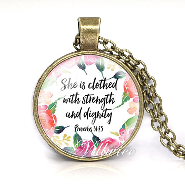 She is Clothed with Strength and Dignity Necklace