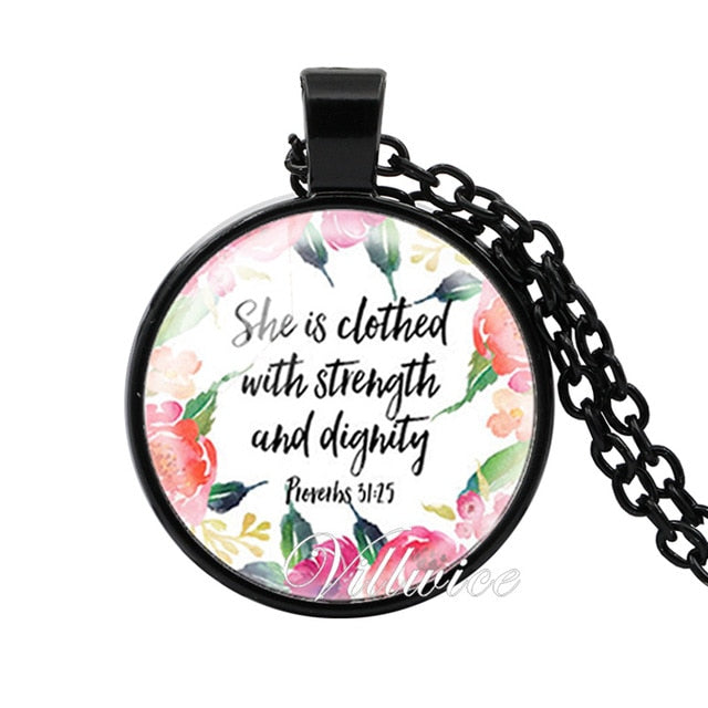 She is Clothed with Strength and Dignity Necklace